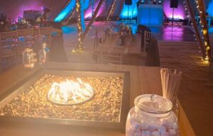 Fire Pits for marquees provided by Christopher James events