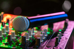 Audio Hire For Winter Events - Microphone on Mixer