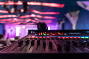 Audio Hire For Winter Events - Mixer at back of event dancefloor